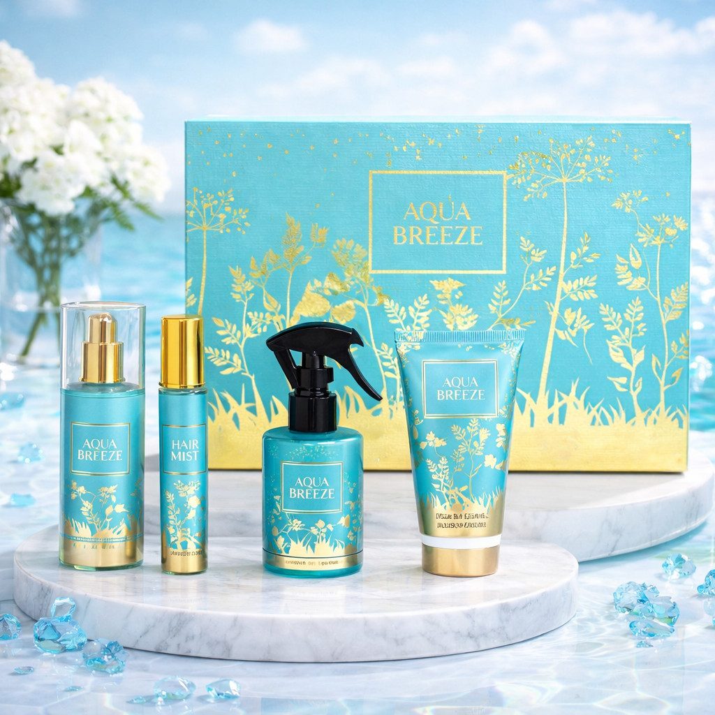 Pflege-Geschenkset Aqua Breeze Damen Duftset 4-tlg Ins vom bekannter Düfte Made in UK