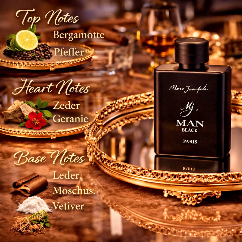 Eau de Parfum MJ Man Black Herrenduft, Würzig, Ledrig, Warm, aus Paris 100 ml