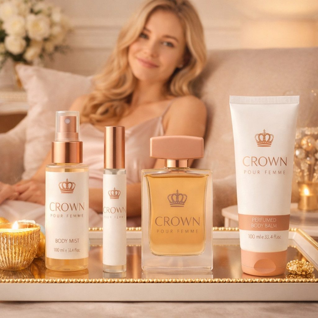Pflege-Geschenkbox Crown 4-tlg Damen Geschenkset: Eau de Parfum, Body Balm, Body Mist
