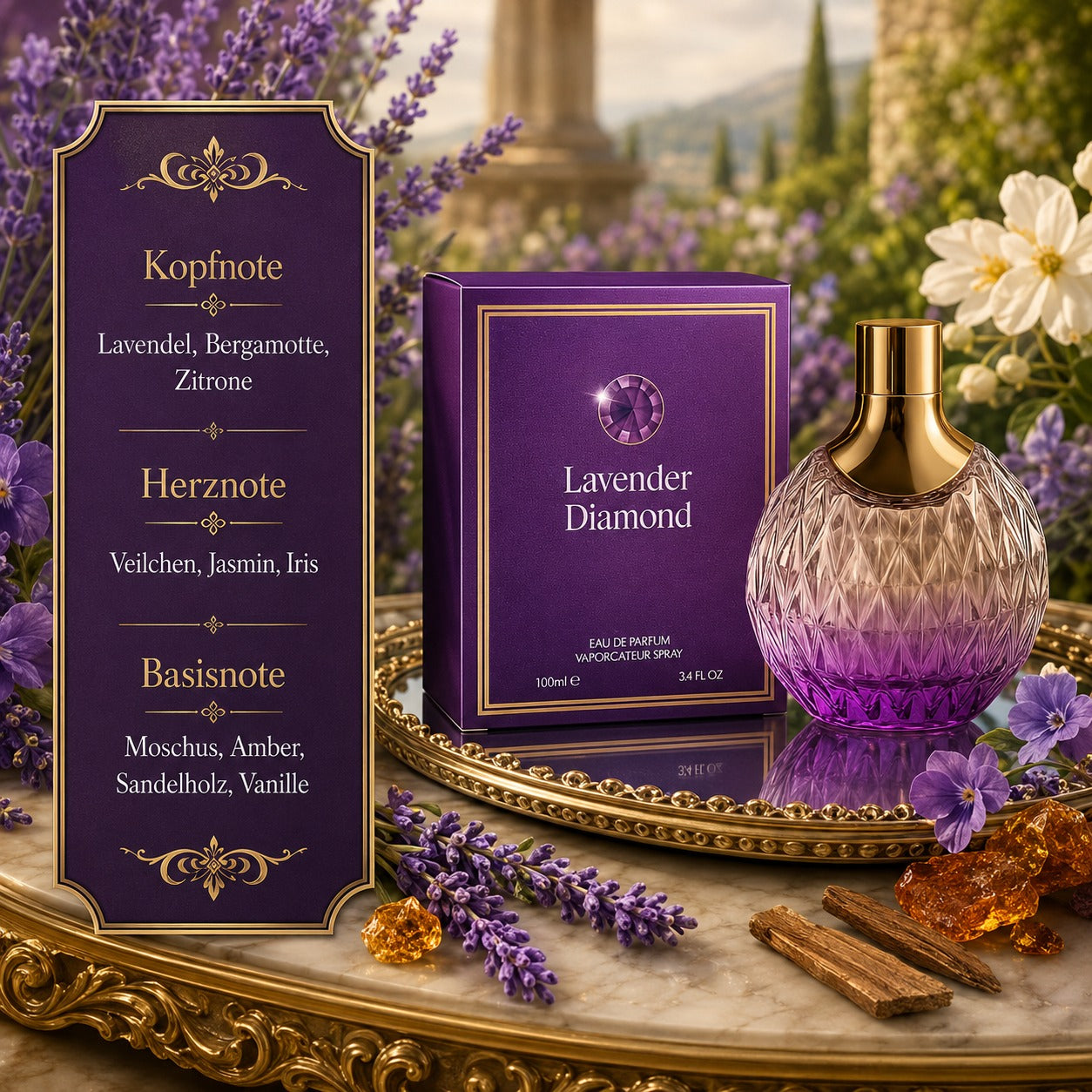 Eau de Parfum Lavender Diamond Pour Femme – Hergestellt in England e100 ml