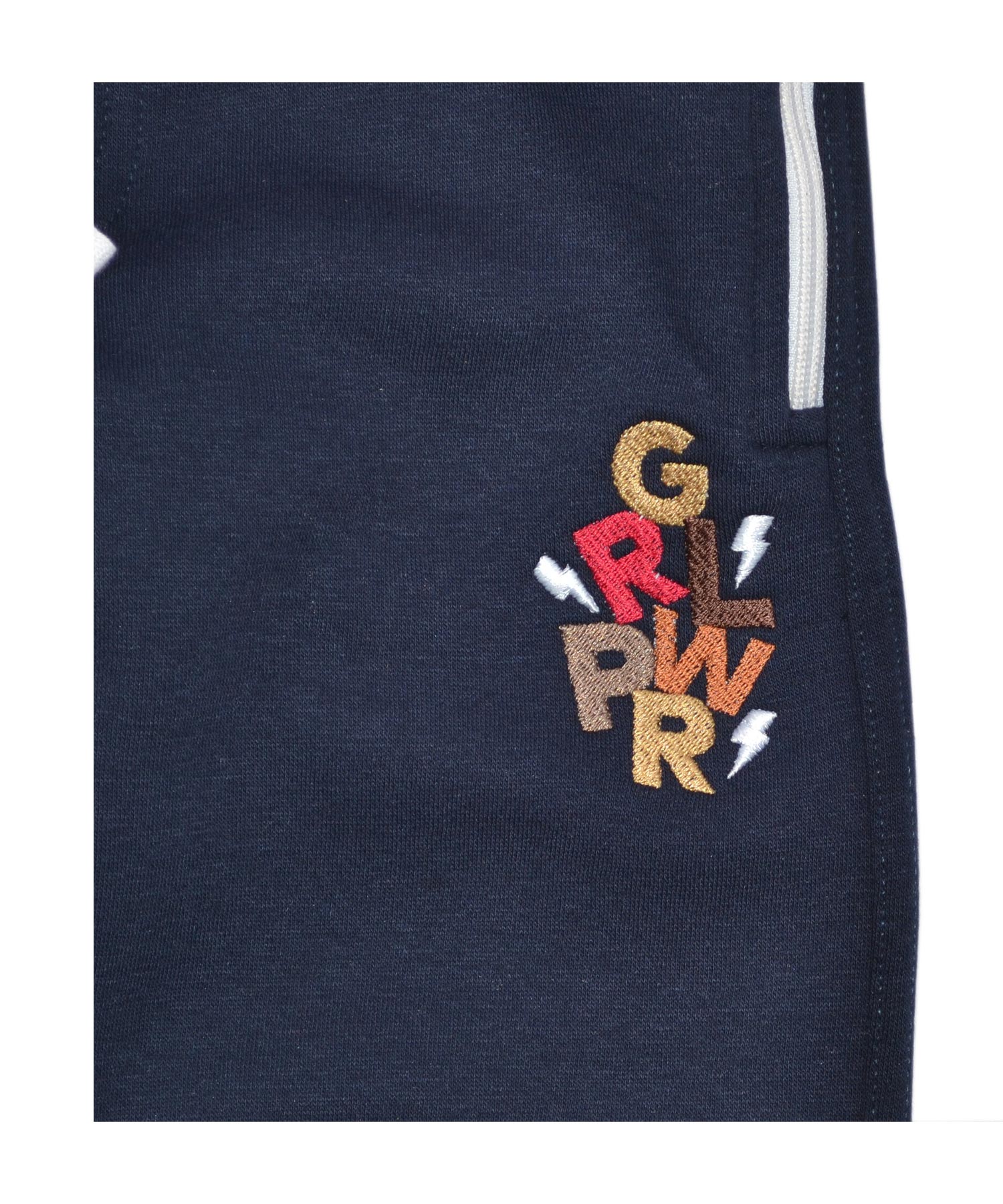 Girls' Fleece Joggers Blue Embroidery
