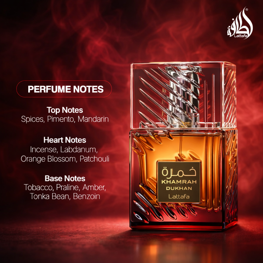 Lattafa Khamrah Dukhan Eau de Parfum Unisex, orientalisch-würziger Amberduft, 100 ml
