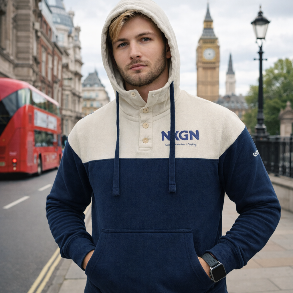Fleecepullover Herren Hoodie Kapuzenjacke Baumwolle Fleece Sweatjacke