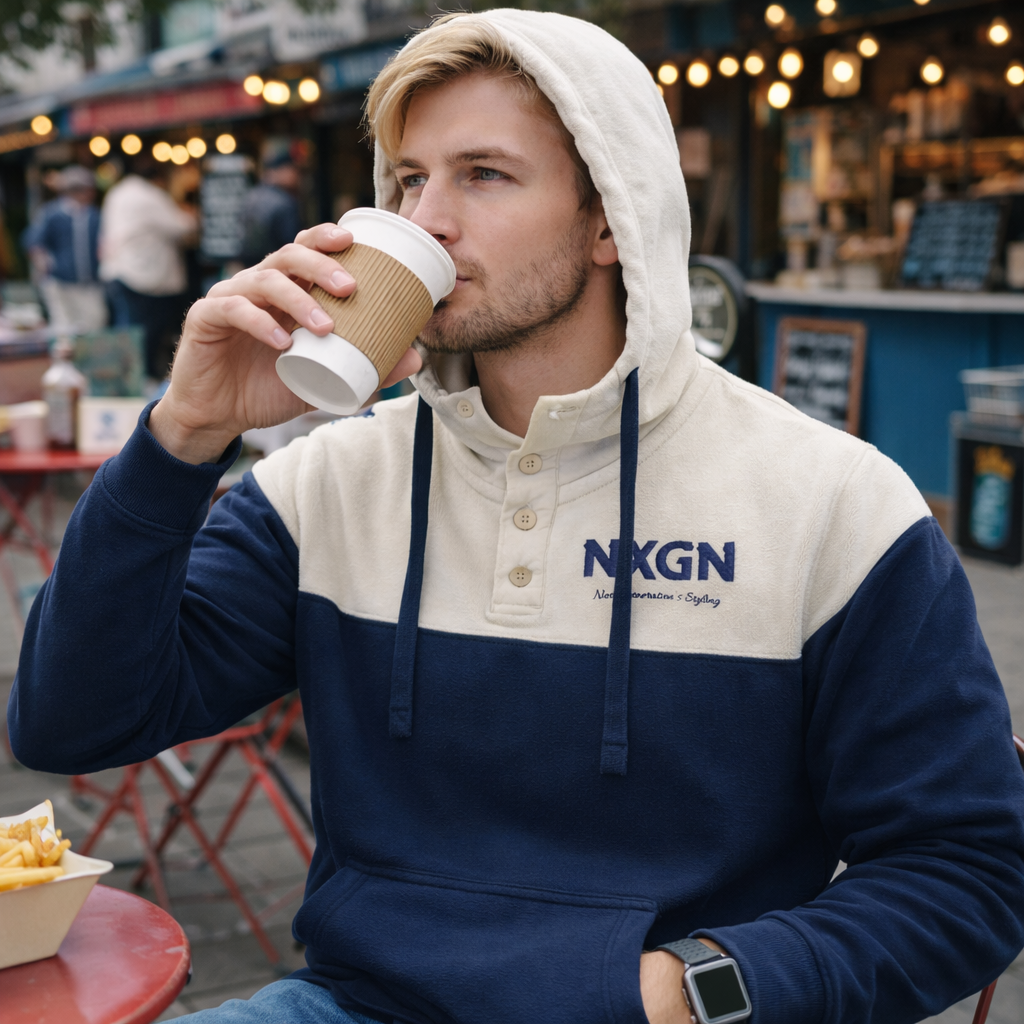 Fleecepullover Herren Hoodie Kapuzenjacke Baumwolle Fleece Sweatjacke