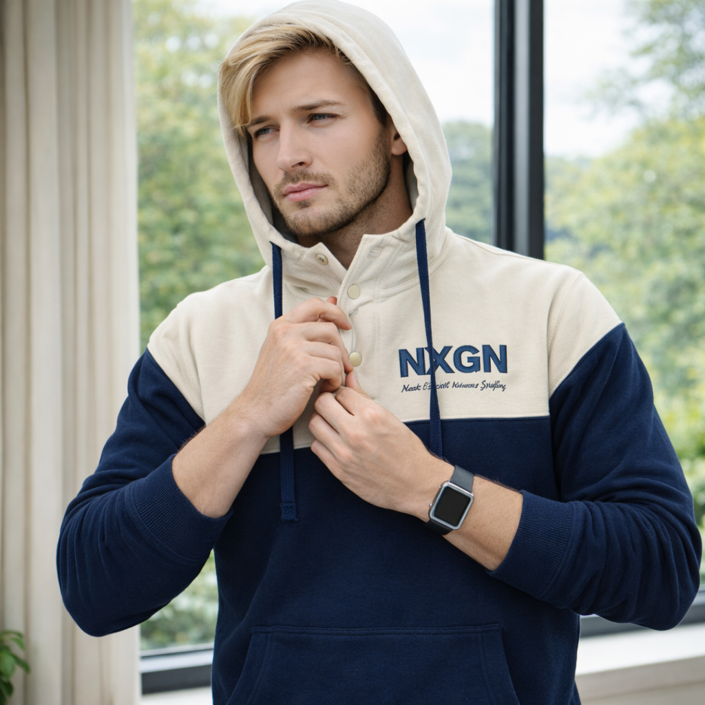 Fleecepullover Herren Hoodie Kapuzenjacke Baumwolle Fleece Sweatjacke