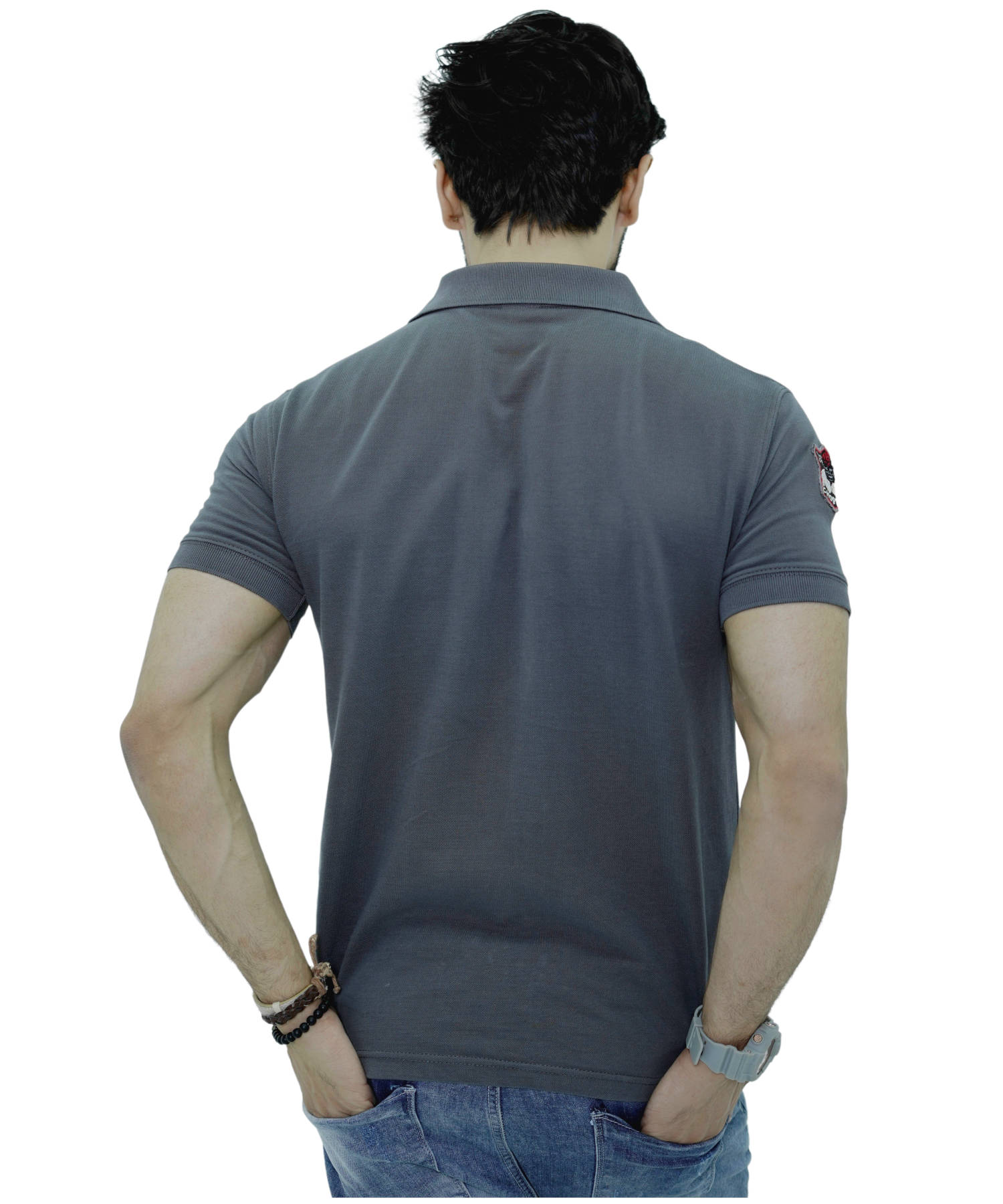 Men's Polo Shirt Pique 100% Cotton Slim Fit Short Sleeve Embroidery Army Green Mountaineer