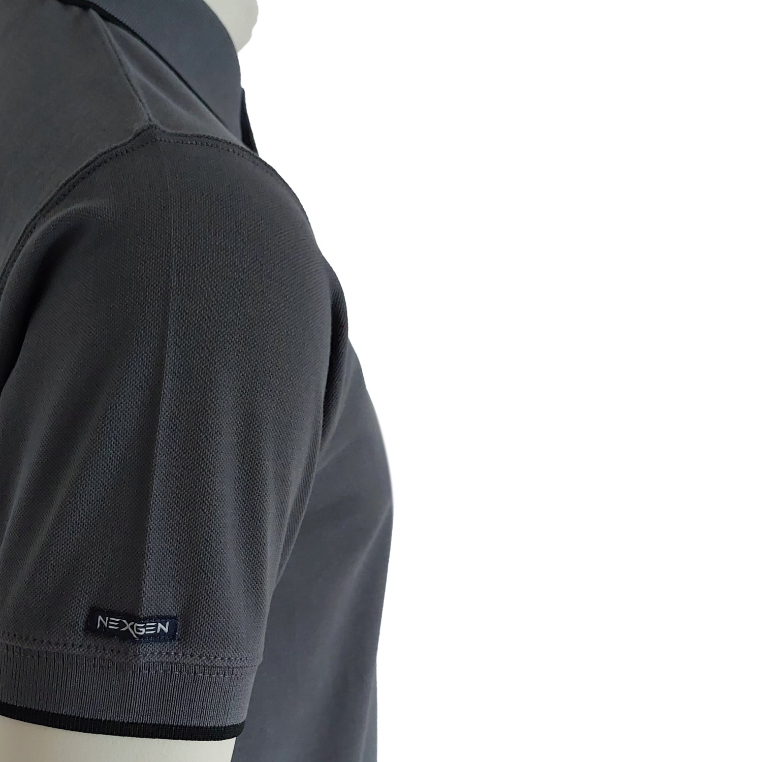 Men's Pique Polo Shirt 100% Cotton Slim Fit Short Sleeve Embroidery Dark Grey with 5