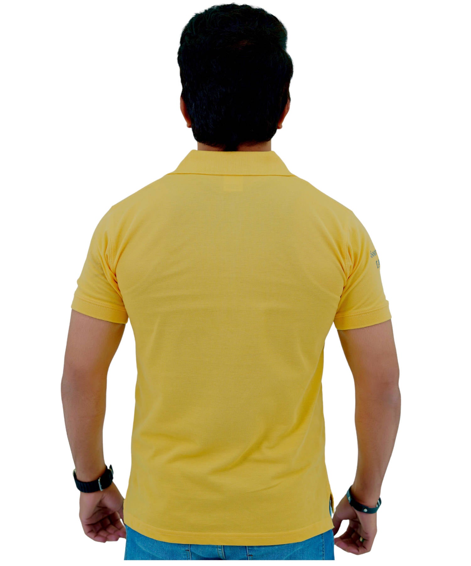 Men's Pique Polo Shirt 100% Cotton Slim Fit Short Sleeve Embroidery Yellow with Eagle