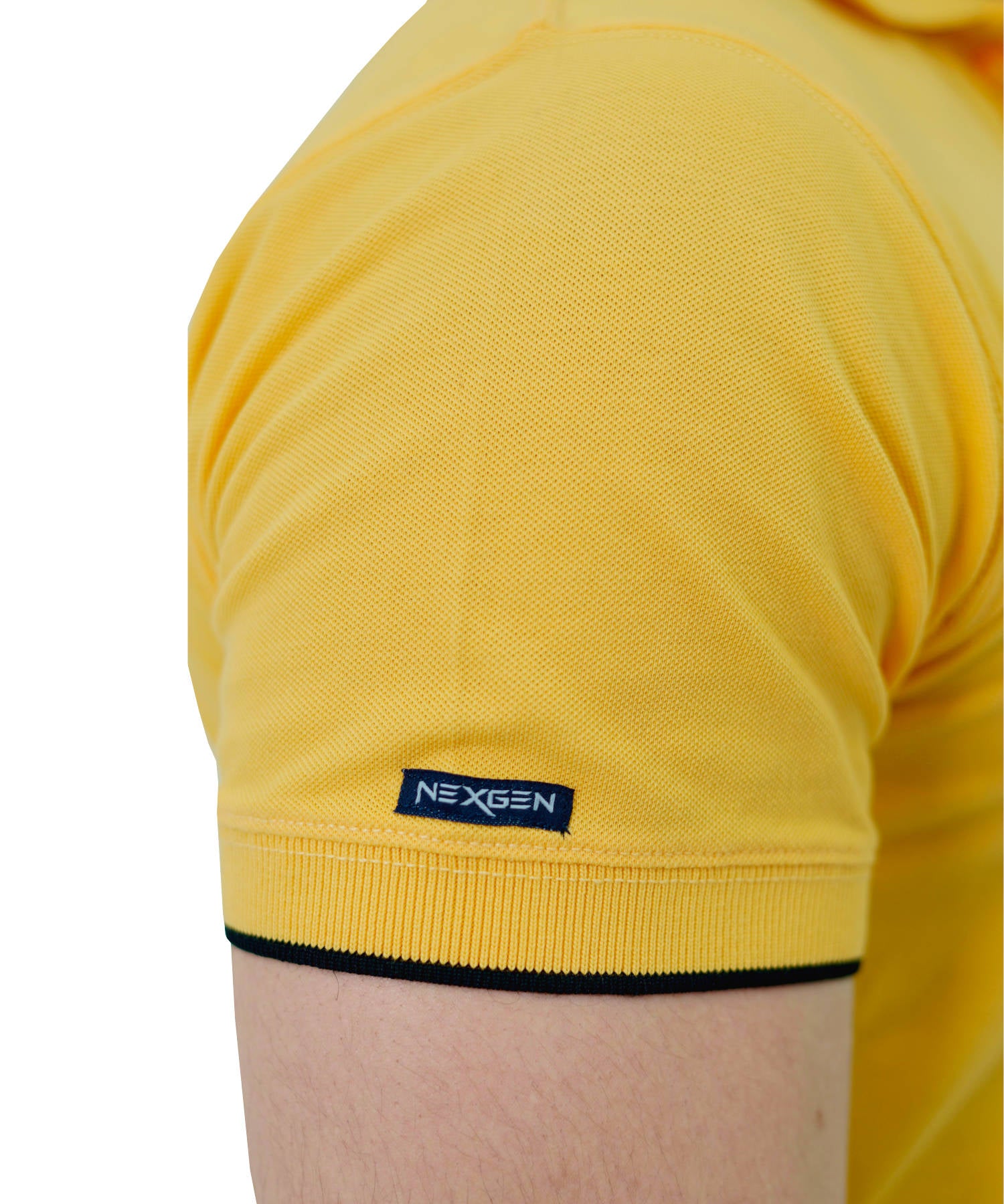 Herren Poloshirt Pique 100% Baumwolle Slim Fit Kurzarm Stickerei Gelb mit Anker