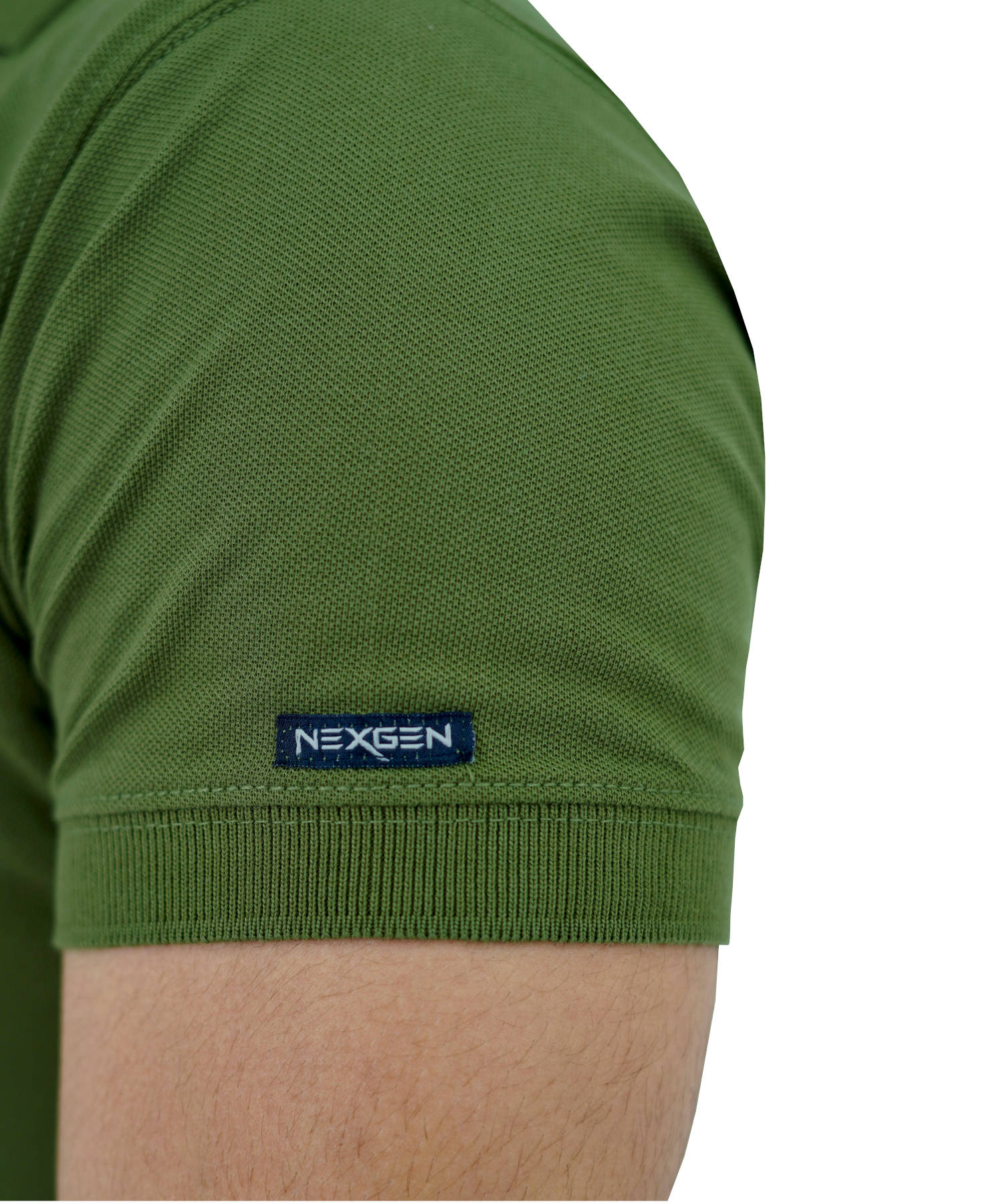 Men's Pique Polo Shirt 100% Cotton Slim Fit Short Sleeve Embroidery Army Green Adventure Awaits