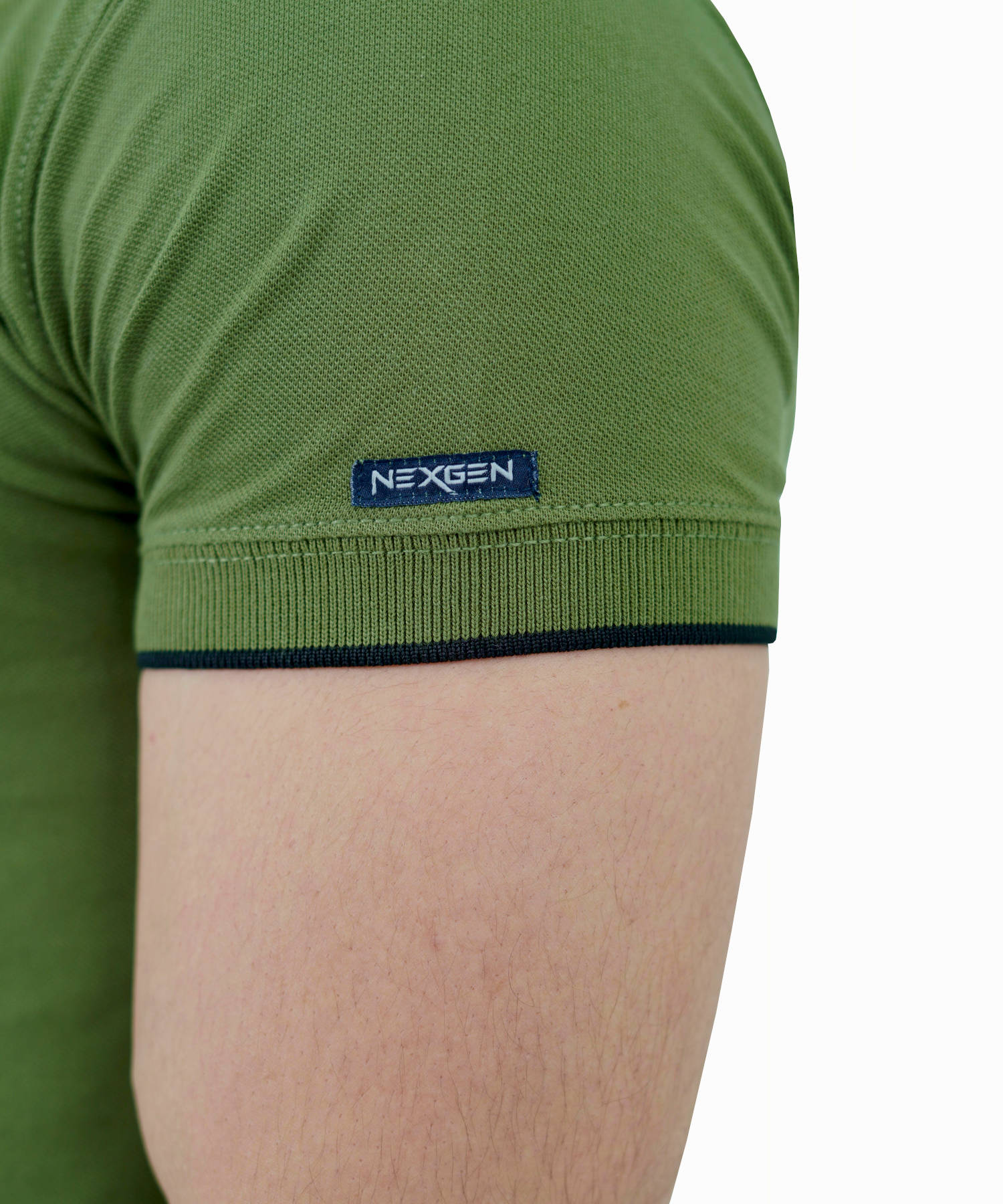 Herren Poloshirt Pique 100% Baumwolle Slim Fit Kurzarm Stickerei Armeegrün Bergsteiger