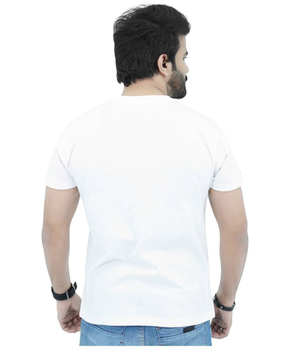 Men's T-Shirt Jersey 100% Cotton Slim Fit Short Sleeve Print White with Palm Coast