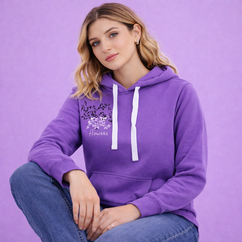 Fleecepullover Damen Fleece Kapuzenpullover Pulli Sweatjacke