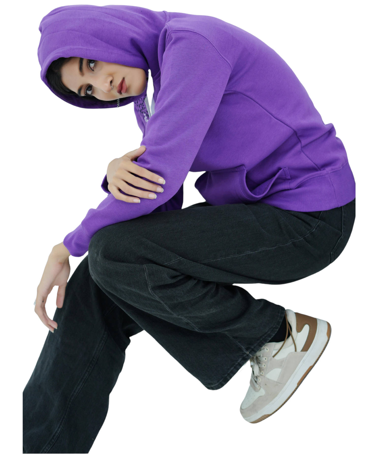 Damen Hoodie Kapuzenpullover Lila