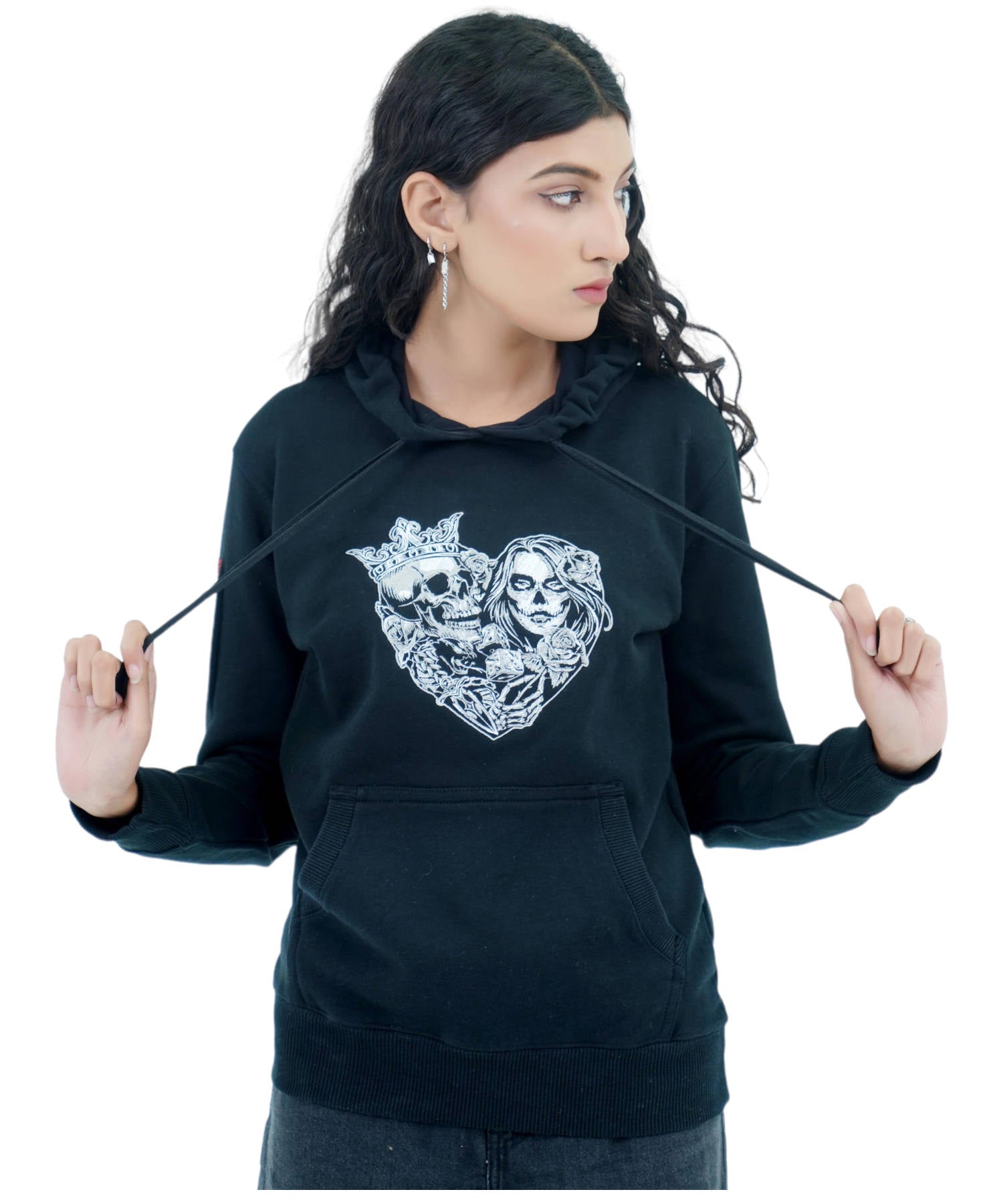 Damen Hoodie Kapuzenpullover Schwarz