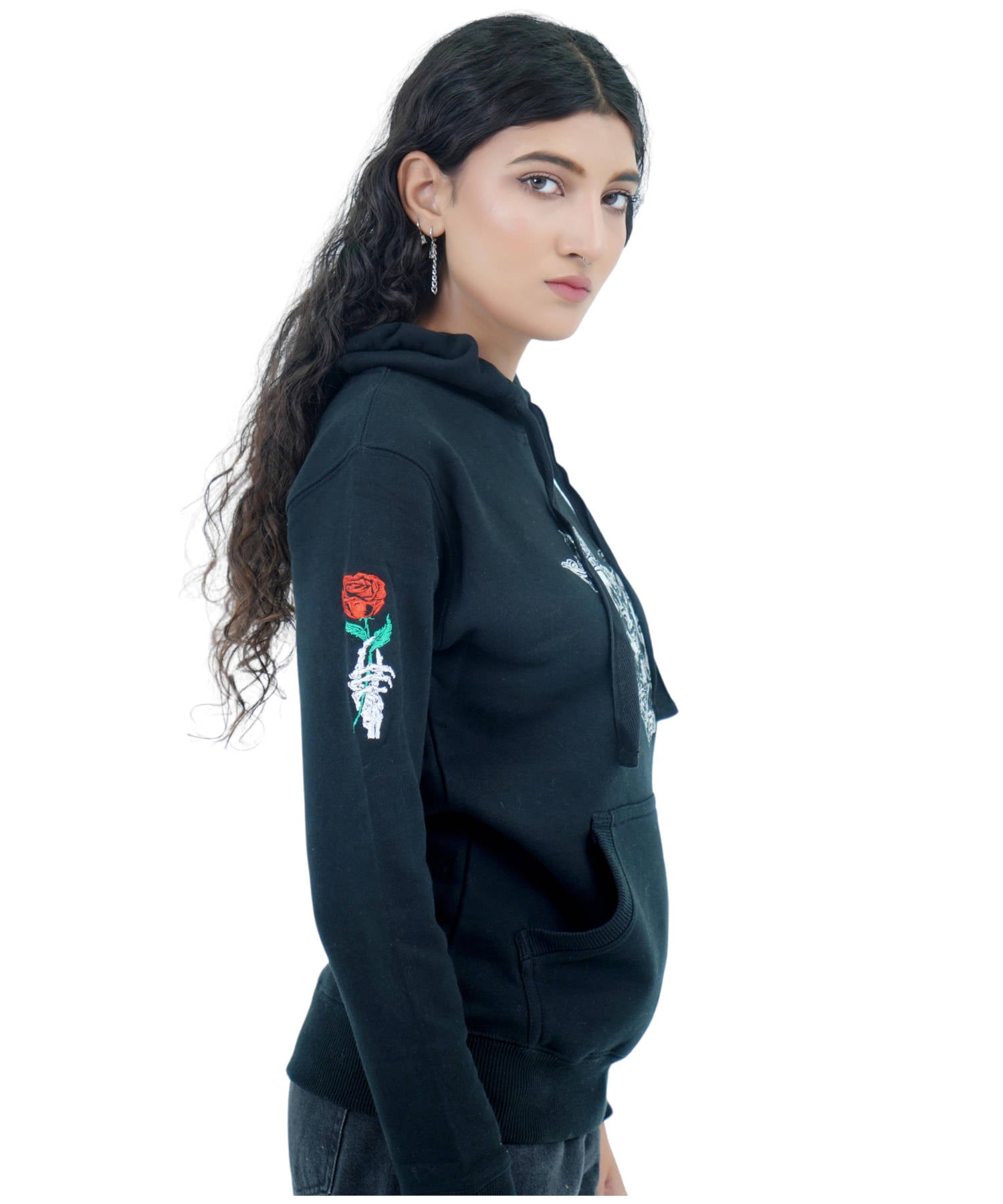 Damen Hoodie Kapuzenpullover Schwarz