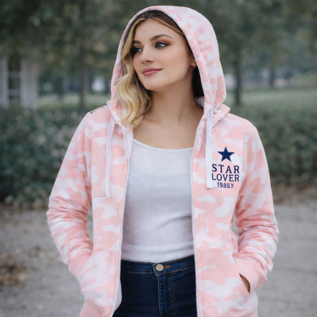 Hoodie Damen Fleece Pulli Kapuzenpullover Sweatjacke mit Reißverschluss