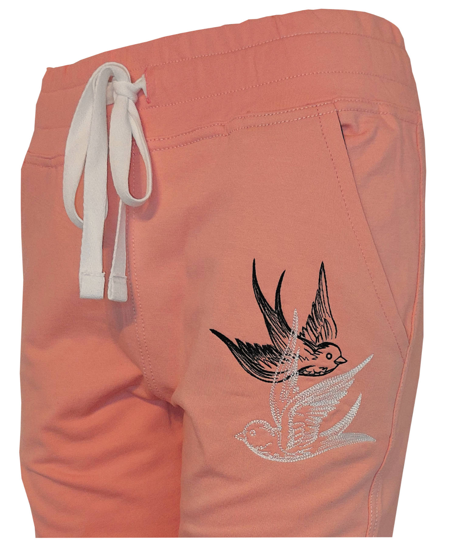 Damen Jogginghose Rosa mit Stickerei aus Baumwolle Slim Fit