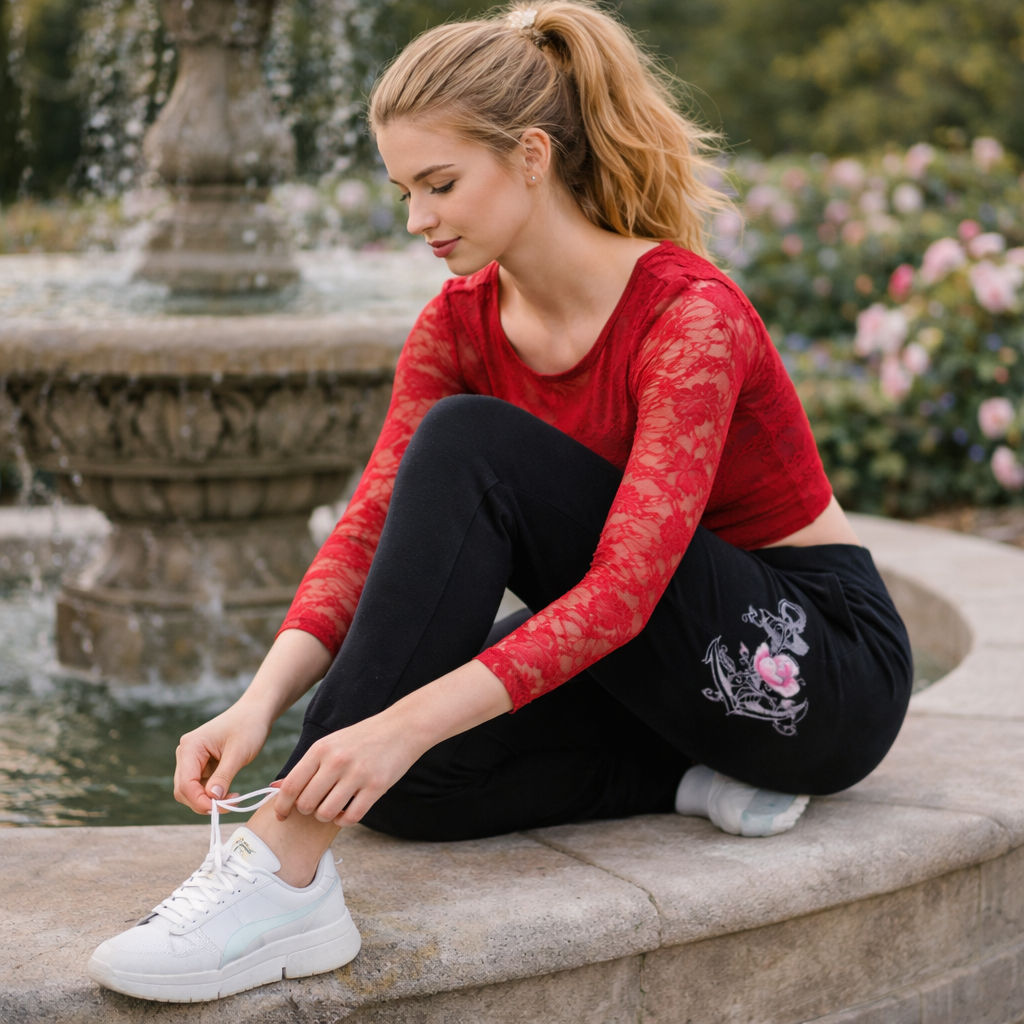 Sweathose Damen Premium Slim Fit Sweatpants Baumwolle Stretch
