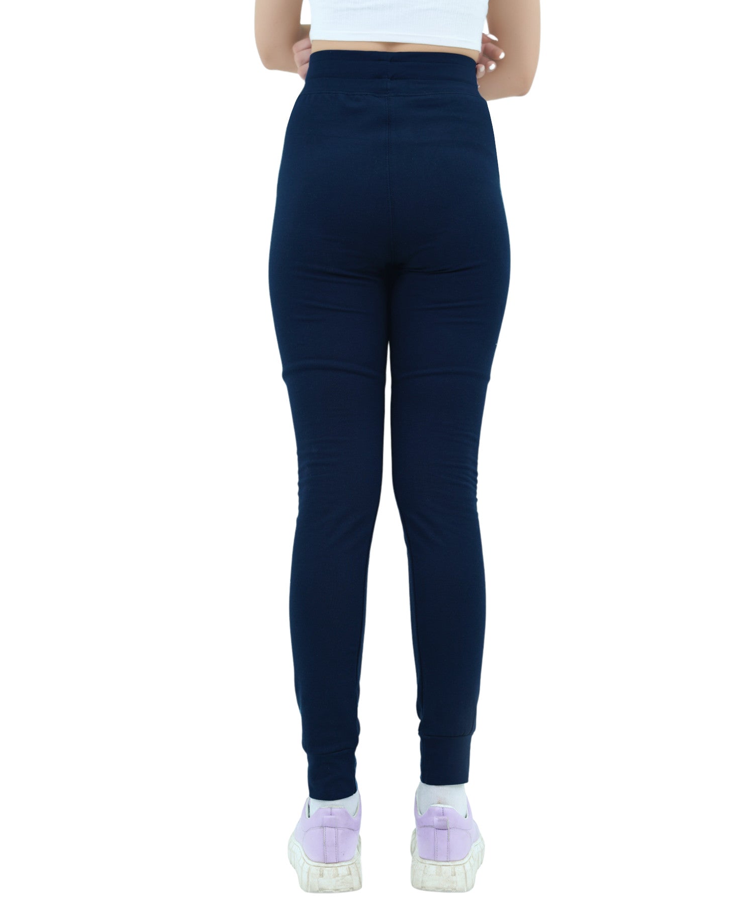 Damen Jogginghose Dunkelblau mit Stickerei aus Baumwolle Slim Fit