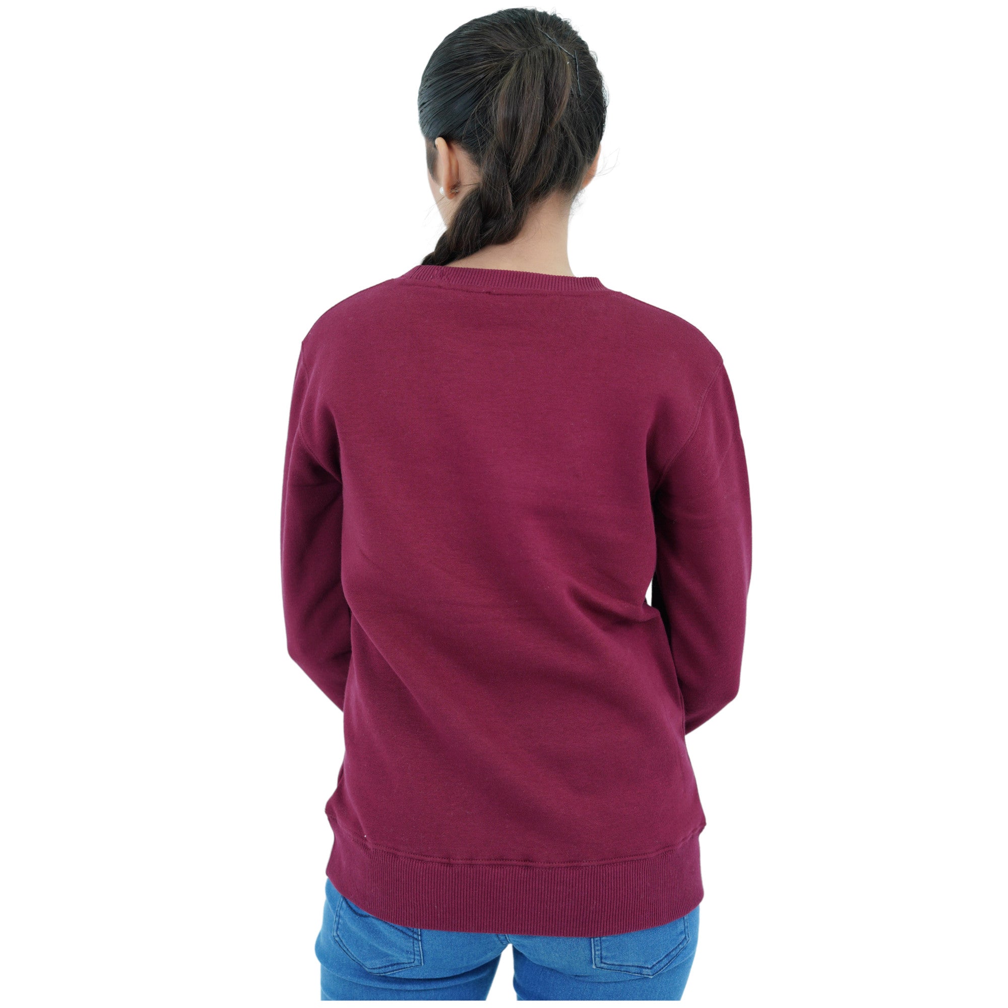 Damen Swearshirt Pullover Rot mit Stickerei