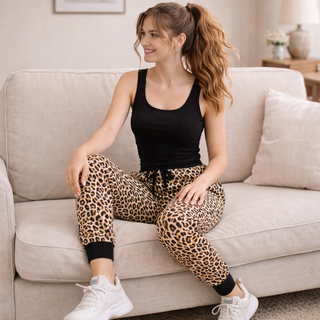 Sweathose Damen Premium Slim Fit Sweatpants Baumwolle Stretch