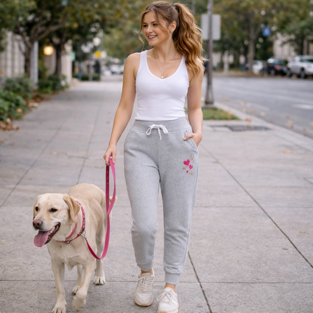 Sweathose Damen Premium Slim Fit Sweatpants Baumwolle Stretch