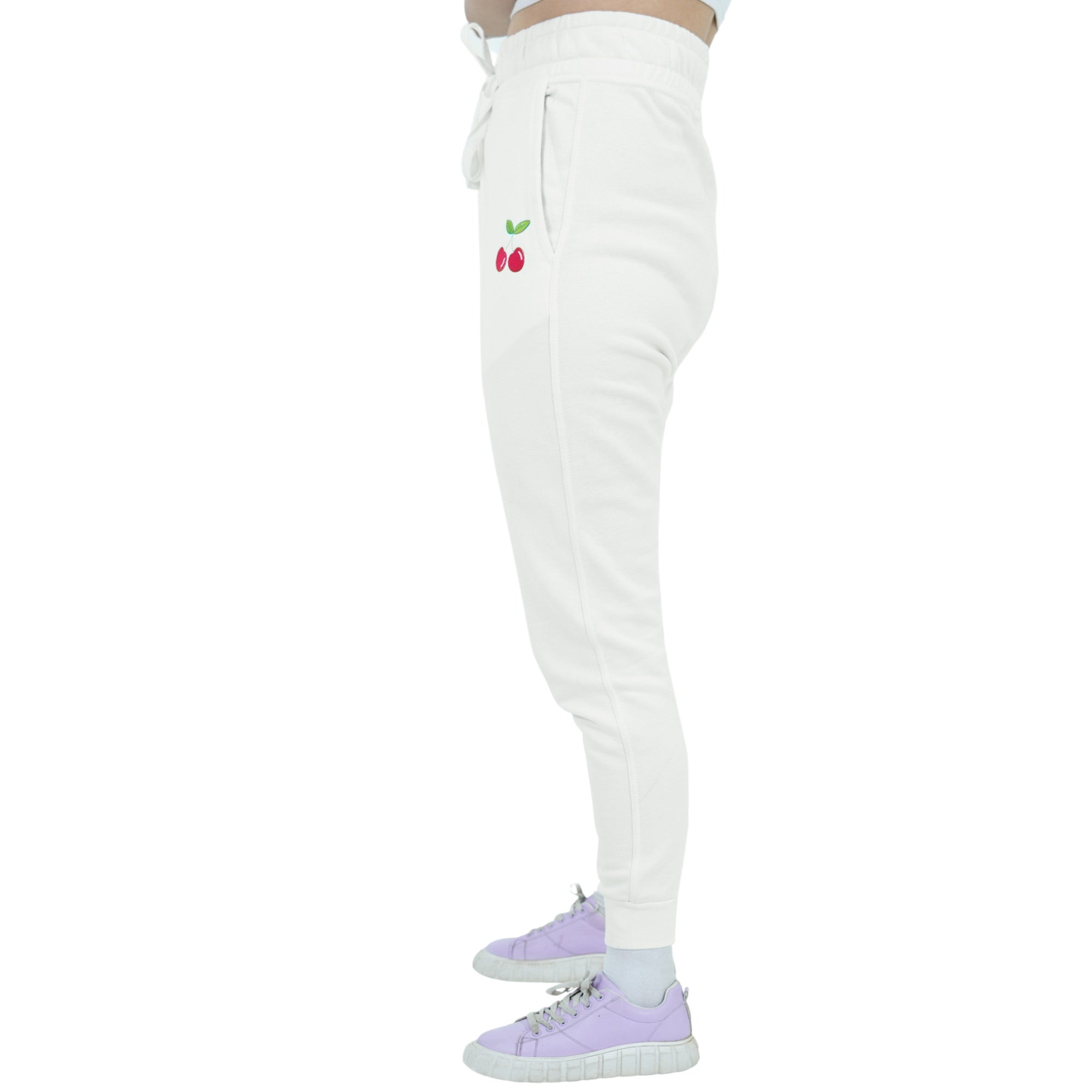 Damen Jogginghose Weiß mit Stickerei aus Baumwolle Slim Fit