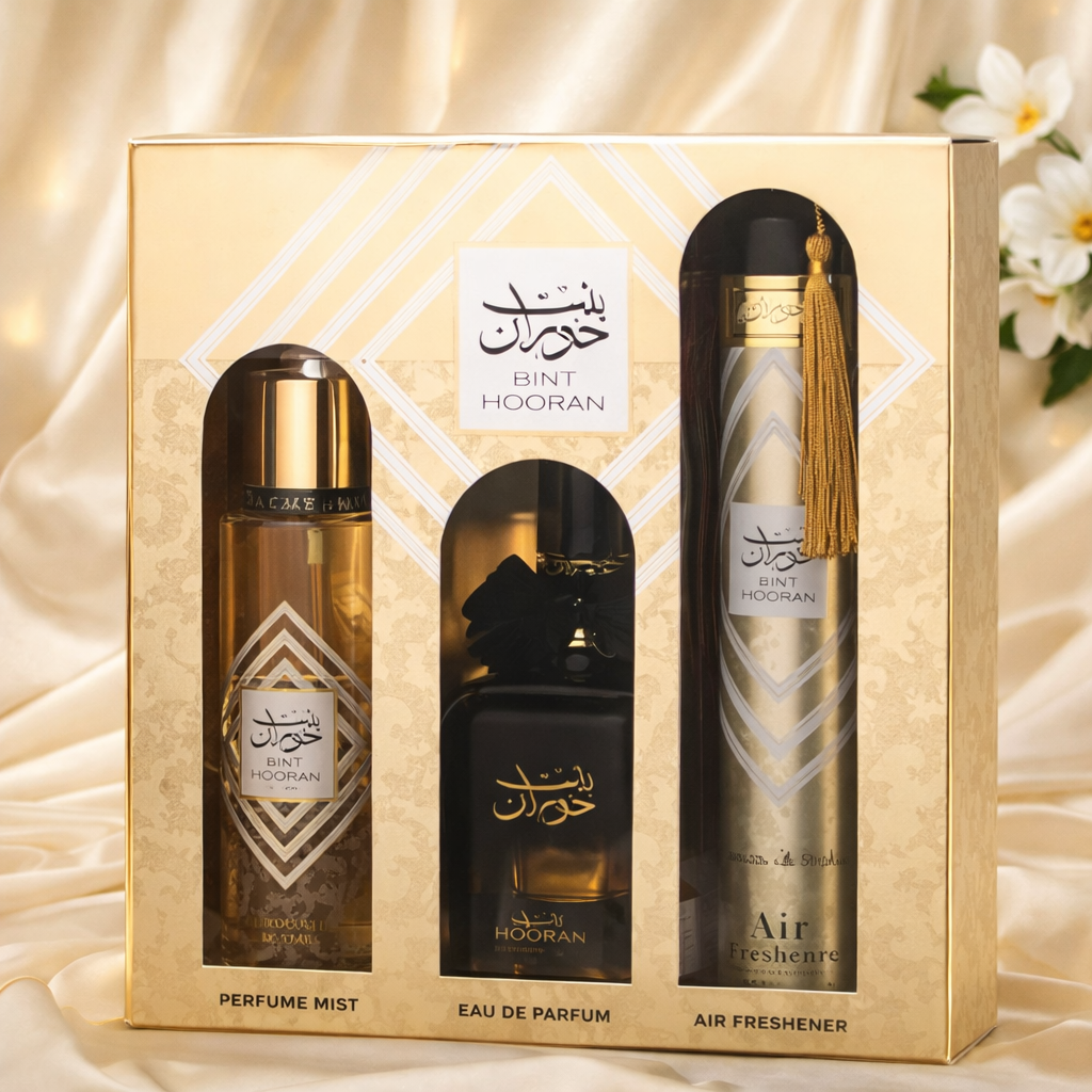 Pflege-Geschenkset Arabisches Parfum Geschenkset Bint Hooran EDP, Deo & Lufterfrischer