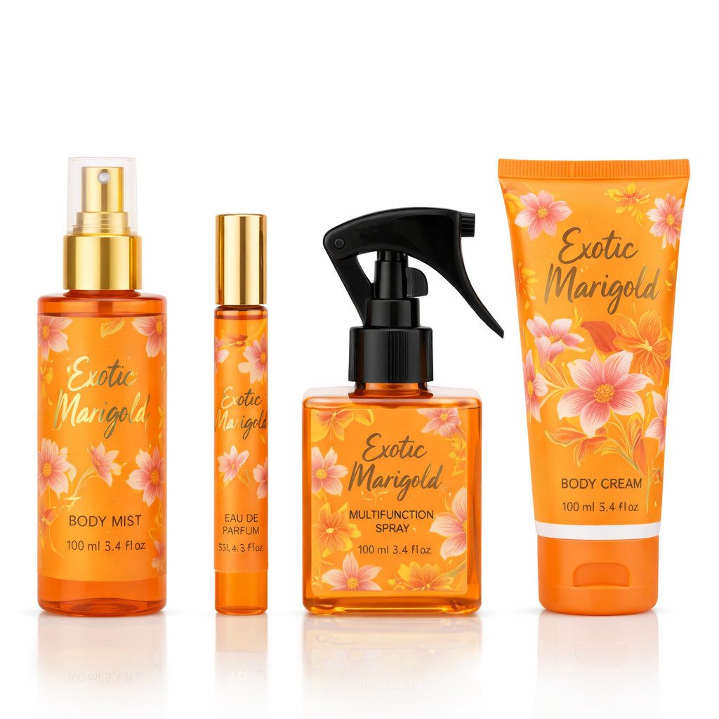 Pflege-Geschenkset Exotic Marigold Damen Duftset 4-tlg Ins vom bekannter Düfte Made in UK