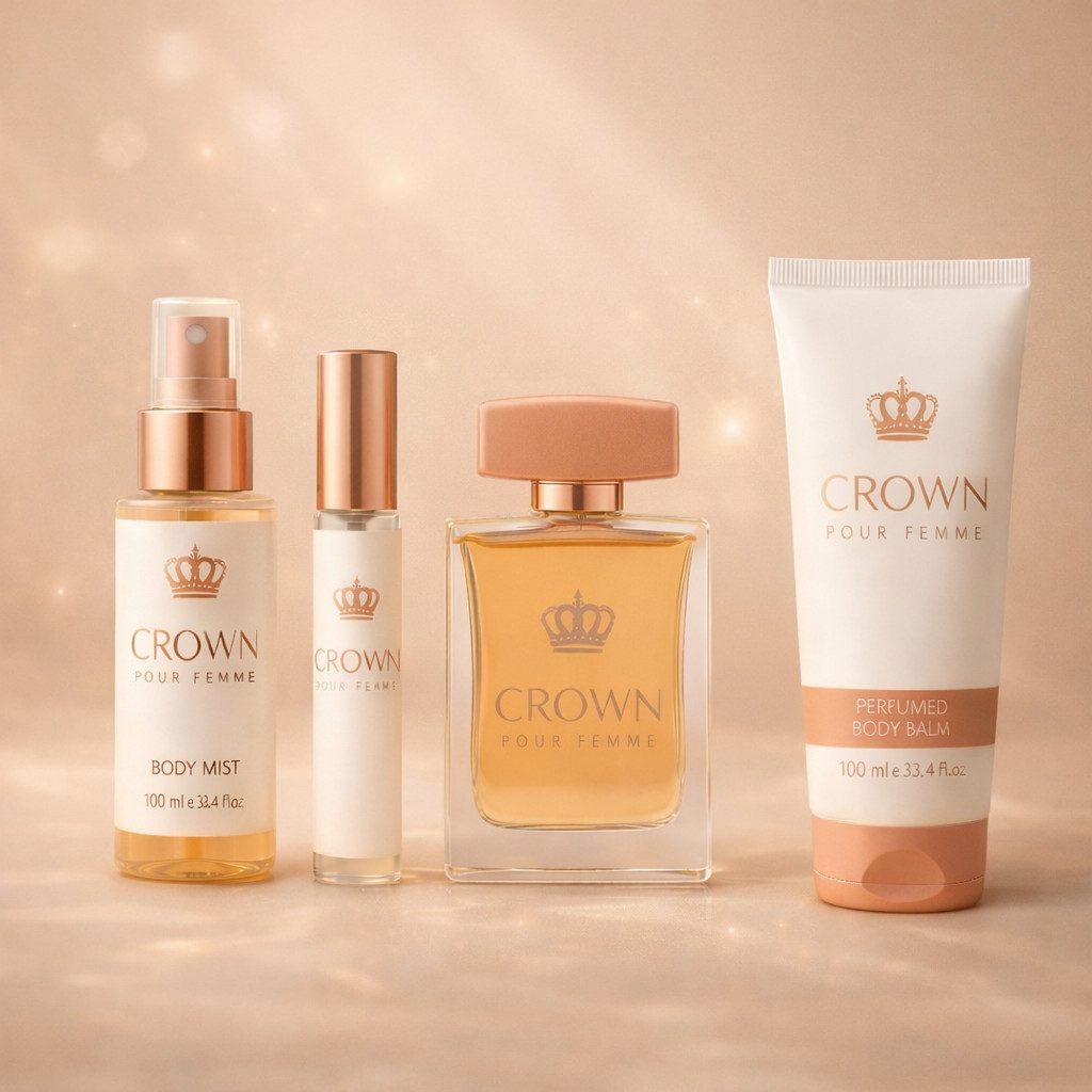 Pflege-Geschenkbox Crown 4-tlg Damen Geschenkset: Eau de Parfum, Body Balm, Body Mist