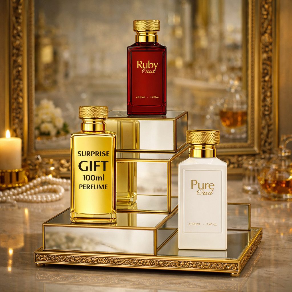 Eau de Parfum Oud Duftset: Ruby Oud 100 ml + Pure Oud 100 ml + EdP 100 ml Geschenk
