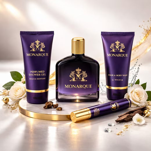 Pflege-Geschenkset Monarque Pour Homme 4-tlg. Herren Duftset: EdP, Duschgel, Aftershave
