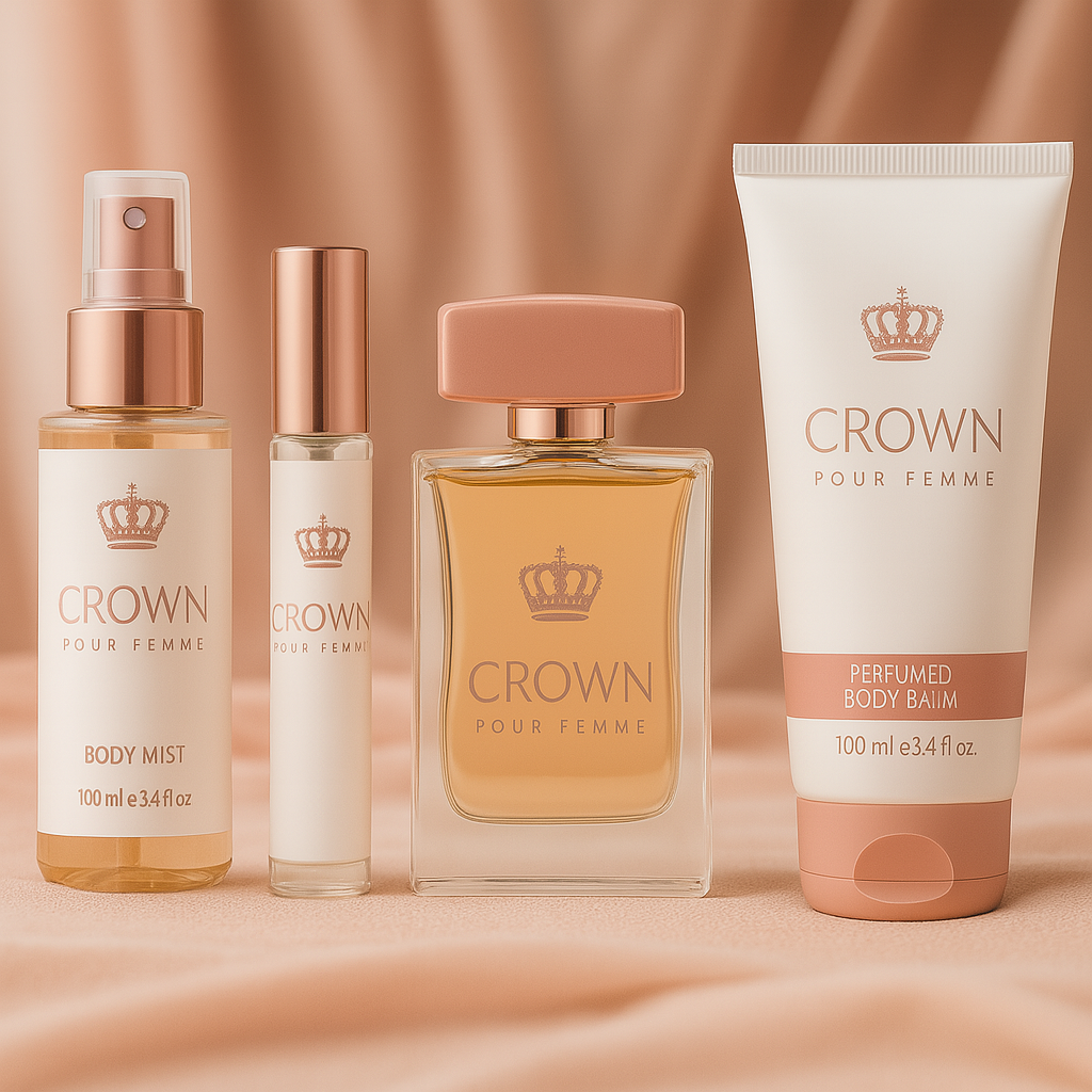 Pflege-Geschenkbox Crown 4-tlg Damen Geschenkset: Eau de Parfum, Body Balm, Body Mist