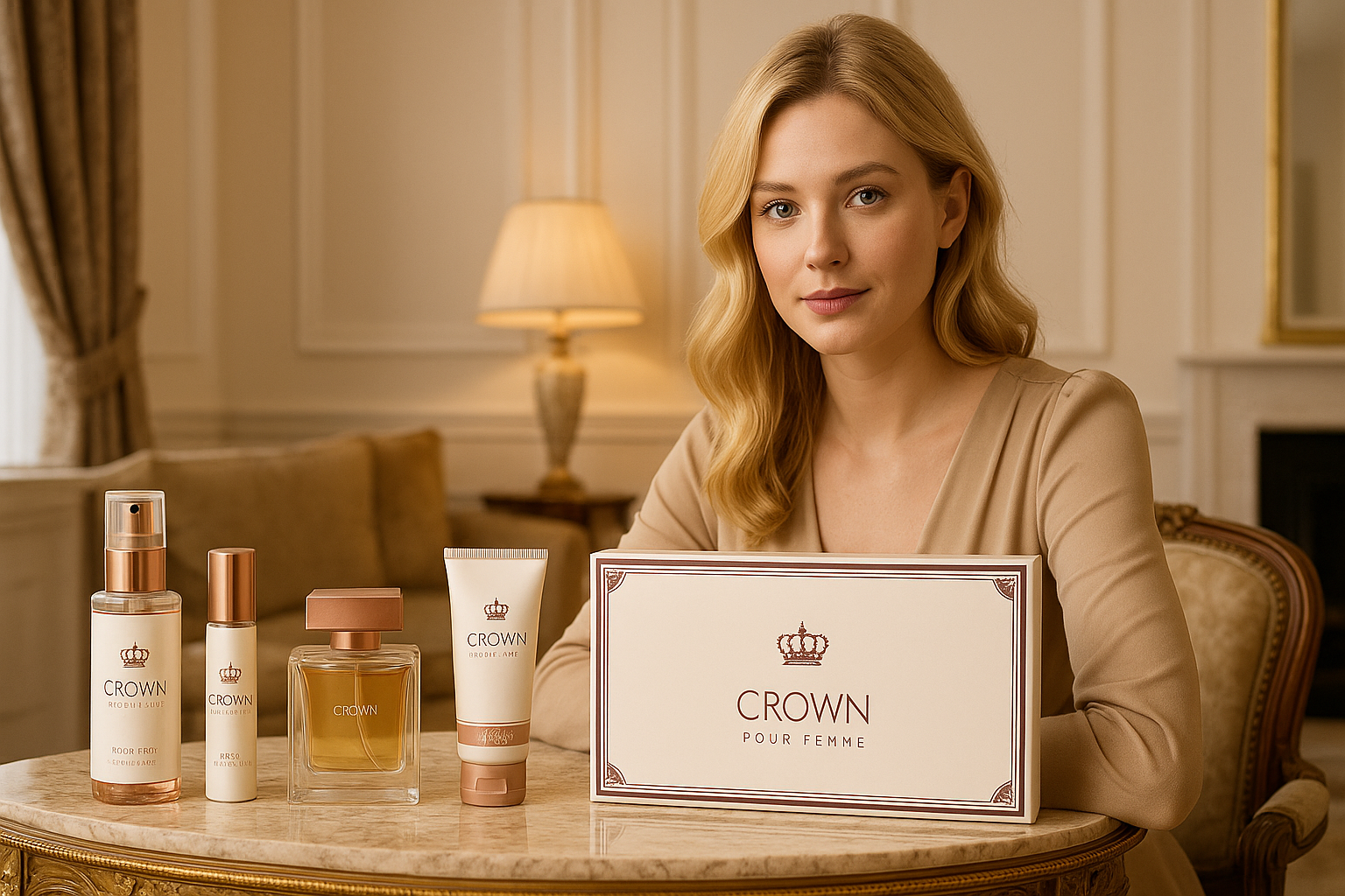 Pflege-Geschenkbox Crown 4-tlg Damen Geschenkset: Eau de Parfum, Body Balm, Body Mist