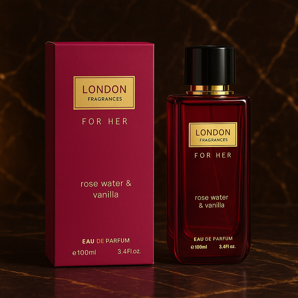 Eau de Parfum London Fragrances For Her Rosenwasser & Vanille Made in England 100 ml