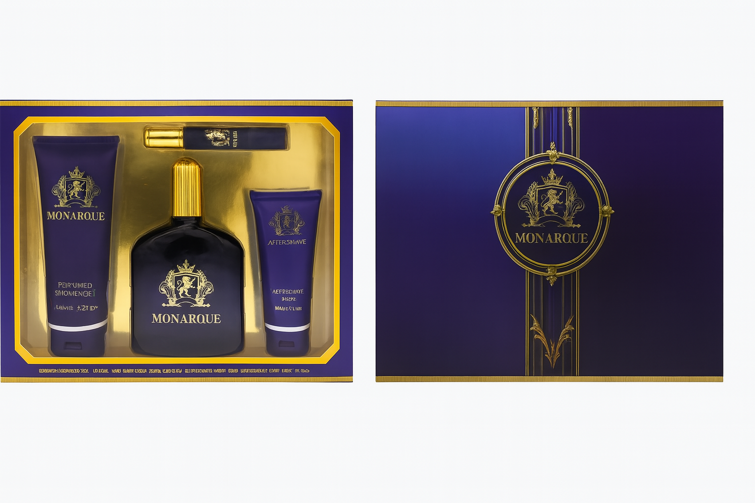 Pflege-Geschenkset Monarque Pour Homme 4-tlg. Herren Duftset: EdP, Duschgel, Aftershave