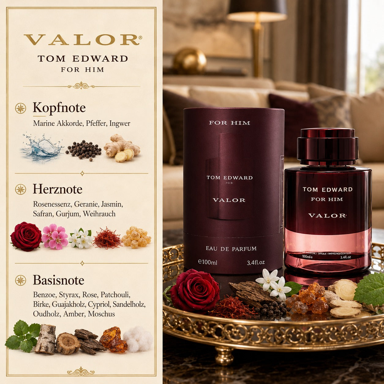 Valor - Tom Edward for Him 100ml Eau de Parfum