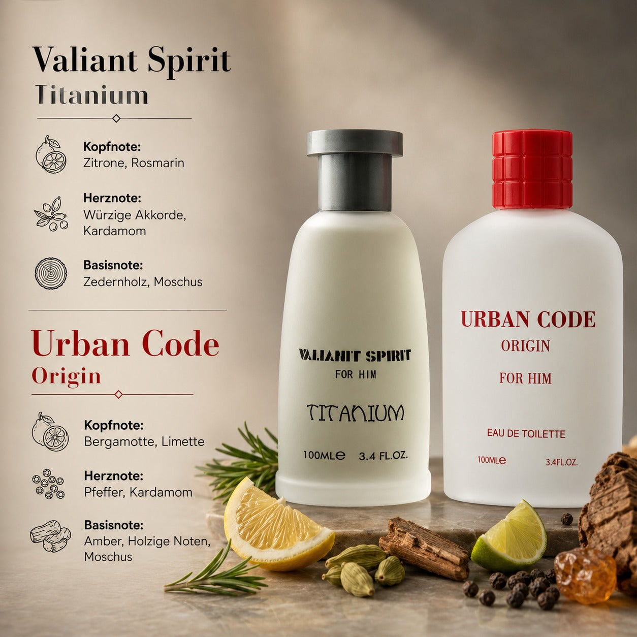 Urban Code Origin & Valiant Spirit Titanium For Him e100ml