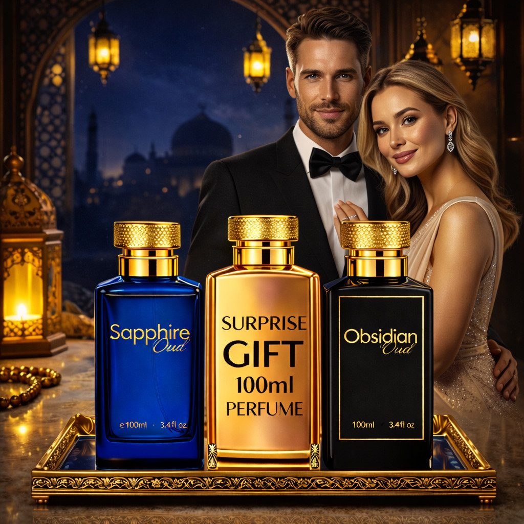 Eau de Parfum Oud Fragrance Set: Sapphire Oud + Obsidian Oud + 100 ml Gift