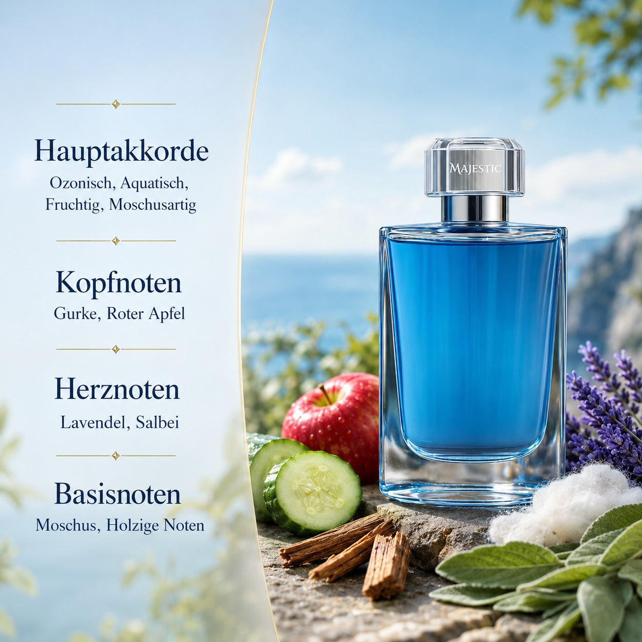 Eau de Parfum Majestic Sport for Him Men's Fragrance Made in England 100 ml