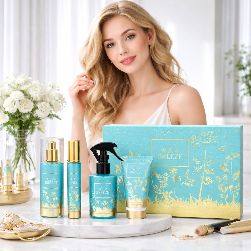 Care Gift Set Aqua Breeze Ladies Fragrance Set 4-Piece Ins from well-known fragrances Made in UK