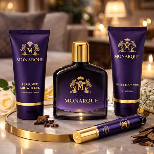 Pflege-Geschenkset Monarque Pour Homme 4-tlg. Herren Duftset: EdP, Duschgel, Aftershave