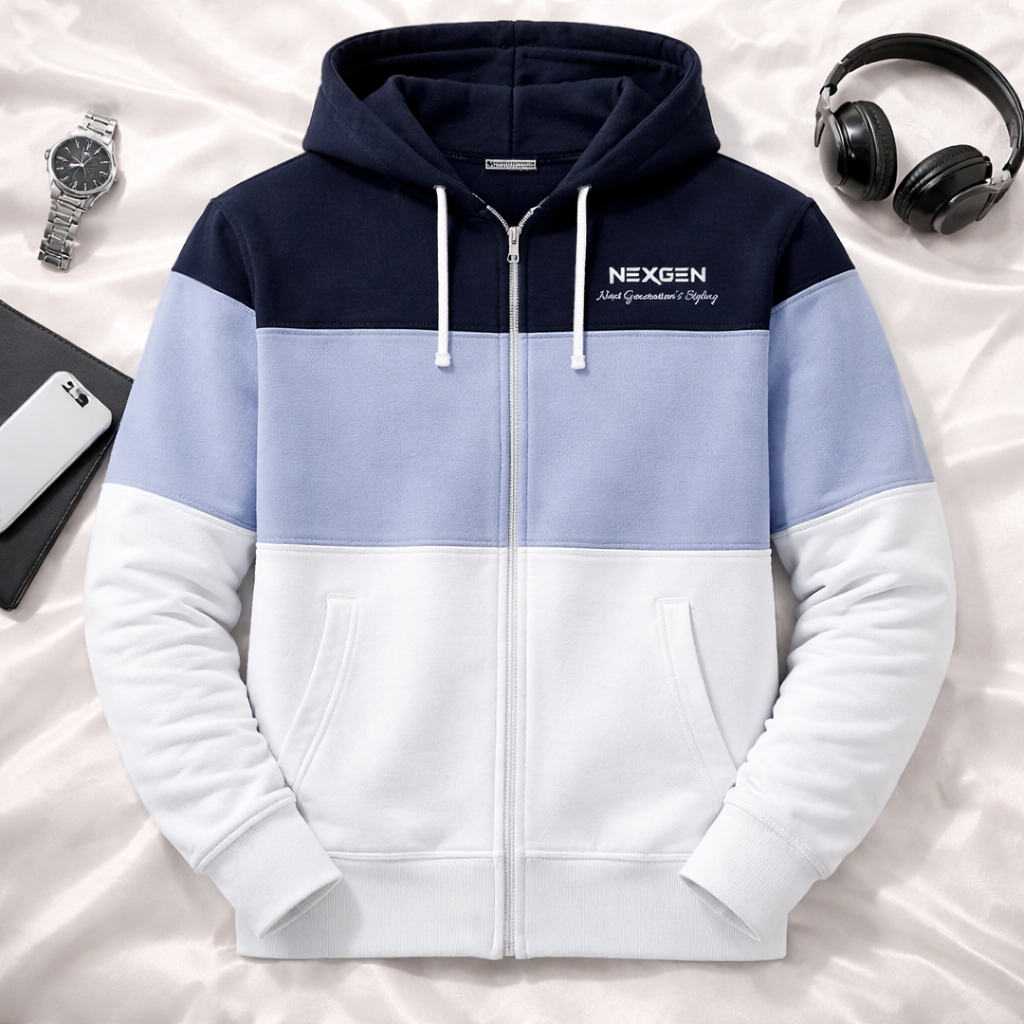 Fleecepullover Herren Hoodie Kapuzenjacke Baumwolle Fleece Sweatjacke