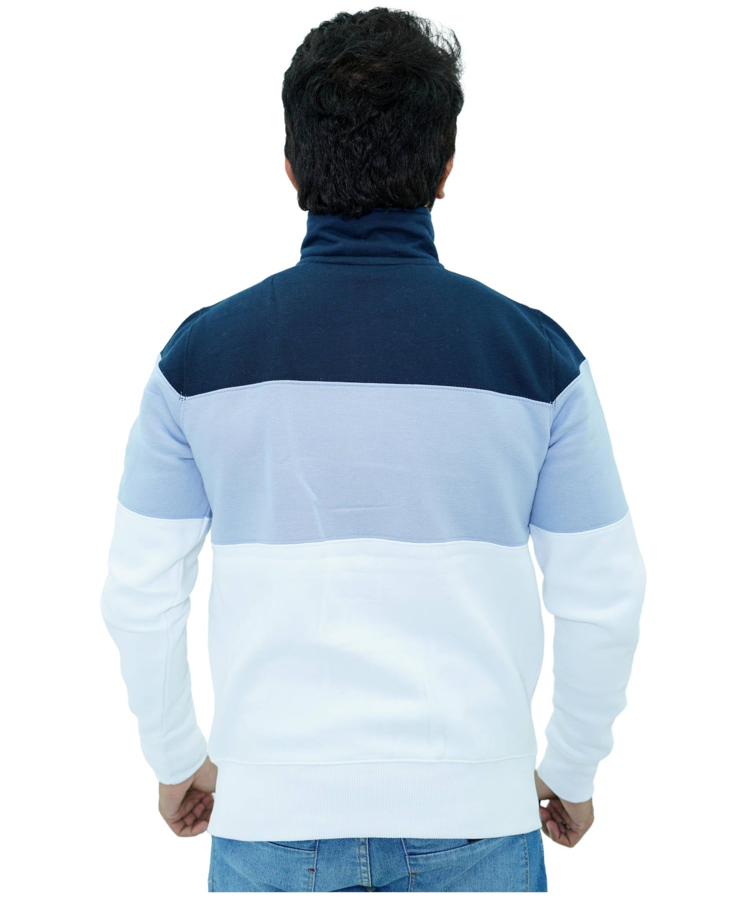 Herren Collar Zipper Reglan Sweatjacke Pullover 3 Farbig