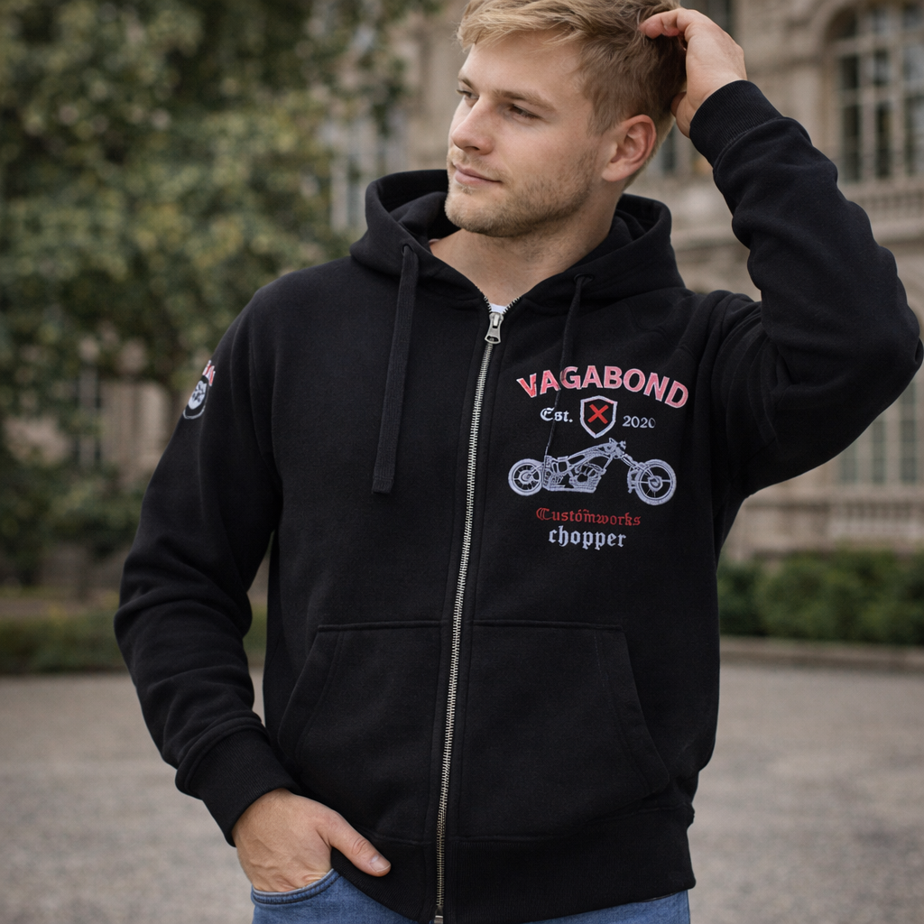 Fleecepullover Herren Hoodie Kapuzenjacke Baumwolle Fleece Sweatjacke