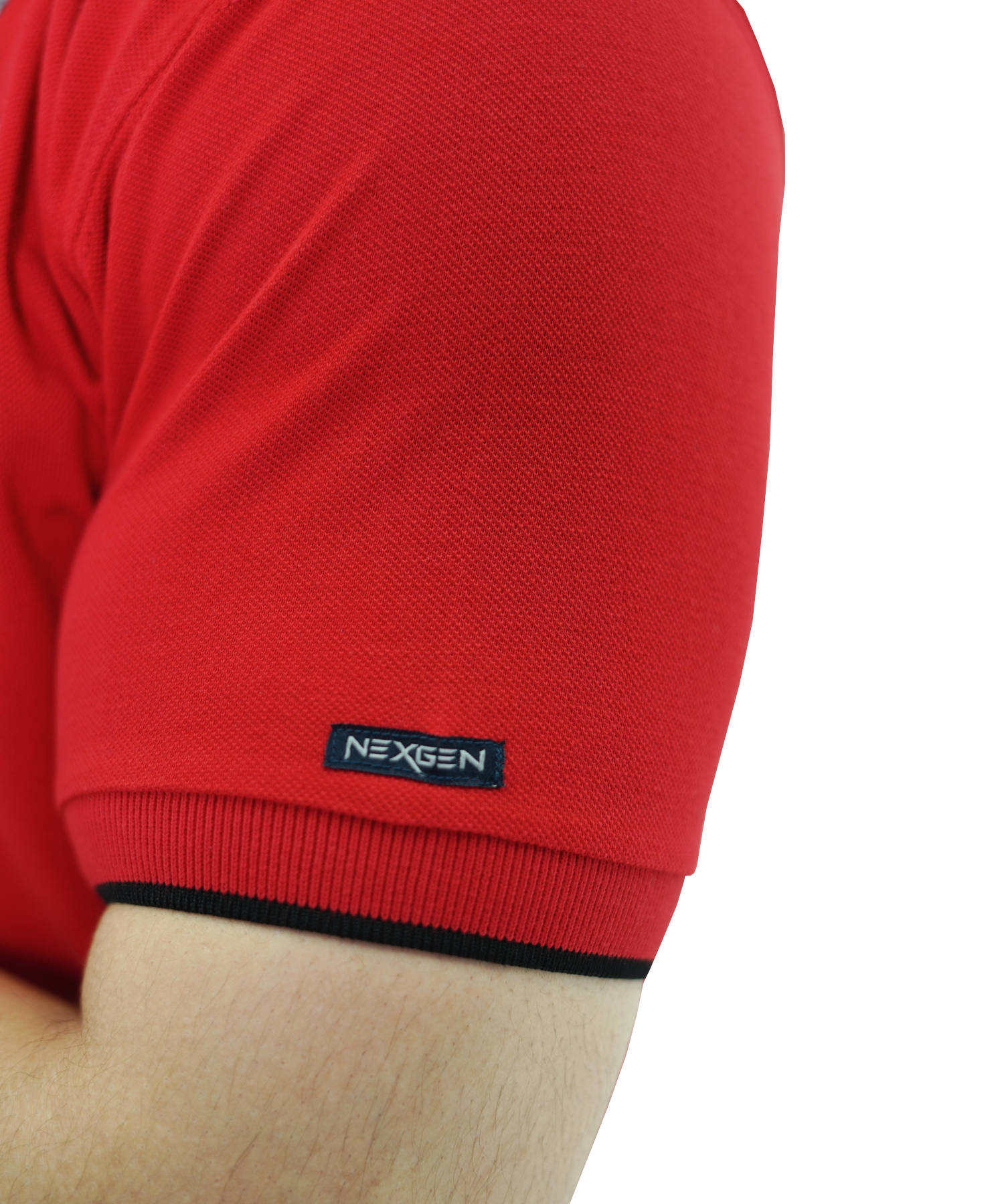 Herren Poloshirt Pique 100% Baumwolle Slim Fit Kurzarm Rot mit Schädel