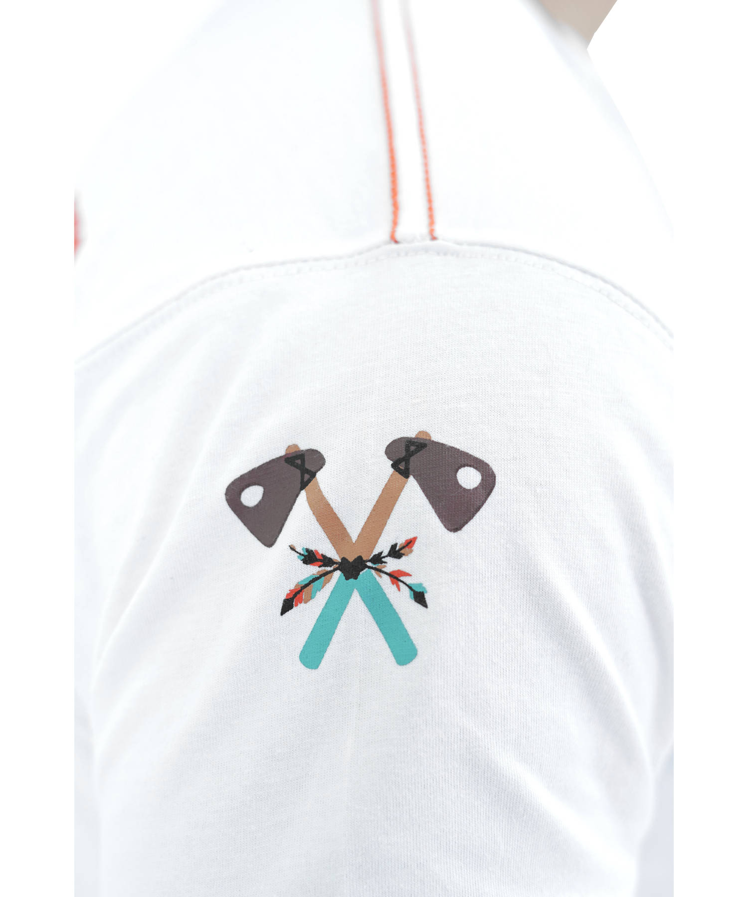 Men's T-Shirt Jersey 100% Cotton Slim Fit Short Sleeve Print White with Apache