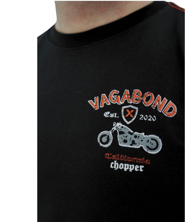 Herren T-Shirt Jersey 100% Baumwolle Slim Fit Kurzarm Aufdruck Schwarz mit Chopper