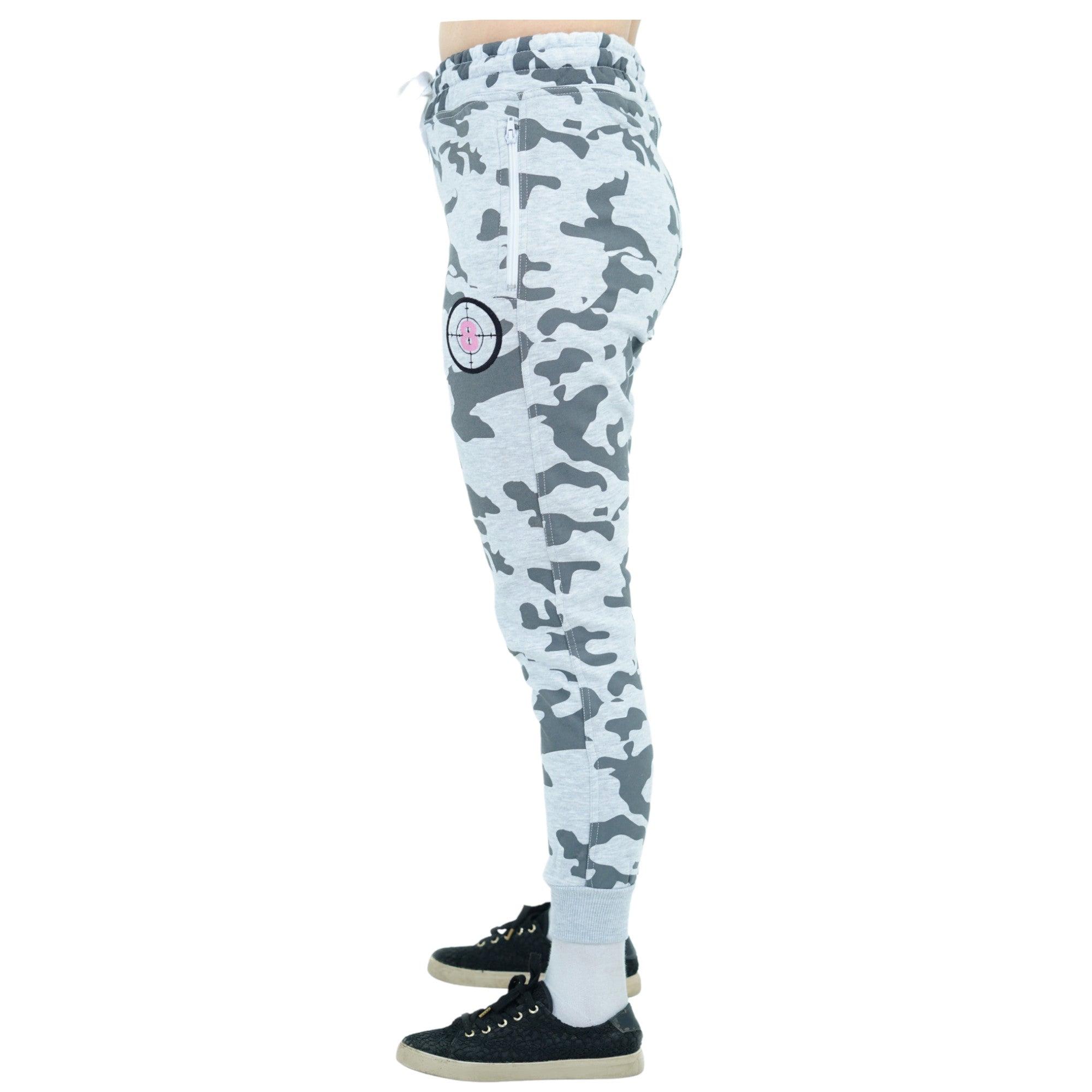 Damen Jogginghose Fleece Grau Stickerei